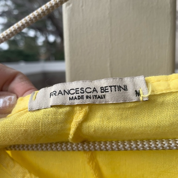 Francesca Bettini yellow 100% linen peplum sleeveless top size M - Picture 2 of 12